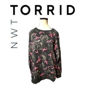 NWT Womens Torrid 1 Pink Ribbon Breast Cancer Support Sweatershirt 14 16 1L